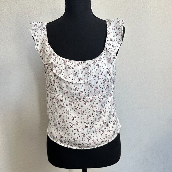 Free People Top Medium Stay with You Cottagecore Crop Smocked Western Ruffle - Picture 1 of 11